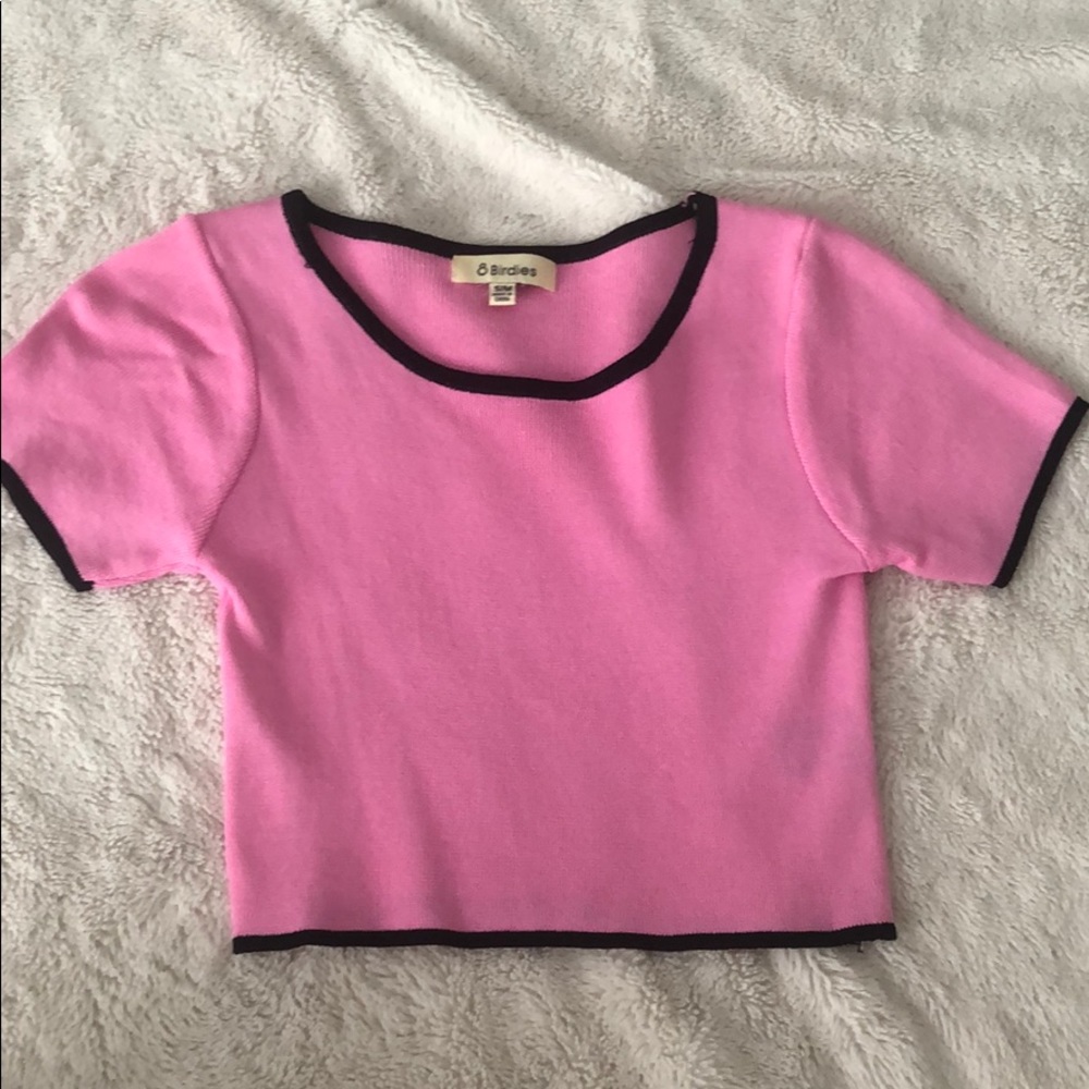 Pink and Black Crop Top